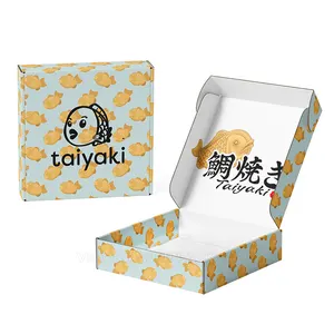 Custom Logo Japanese Taiyaki Waffle Box Packaging And Take Away Taiyaki Paper Bag