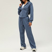 Ensemble de vêtements de sport pour femmes sur mesure, 2 pièces, veste zippée à capuche, cardigan décontracté, sweat-shirt et pantalon de survêtement, ensemble décontracté pour se détendre