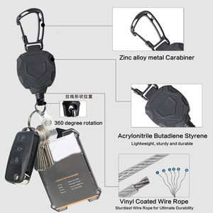 Retractable badge sleeve, black heavy-duty keychain, badge scroll, tactical <b>ID</b> card key sleeve, carbon fiber card <b>holder</b> - Product Image 2