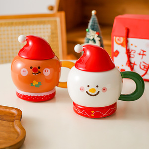 Nouvelle Tasse Cadeau de Noël Créative 2025, Tasse en Céramique à Motif Dessin Animé, Tasse à Eau Nordique pour Couple - Product Image 3