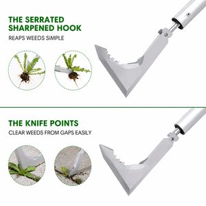 Heavy-Duty Manual Weed Puller Garden Weeding Remover <b>Tool</b> Sickle W/42" Tele Handle - Product Image 4