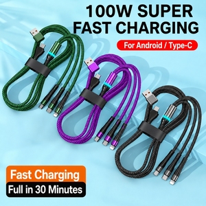 SUNGUY Nouveauté Câble d'alimentation USB C en nylon 2 en 3 100W, câble de charge rapide de type C pour téléphone, ordinateur portable et utilisation en voiture - Product Image 2