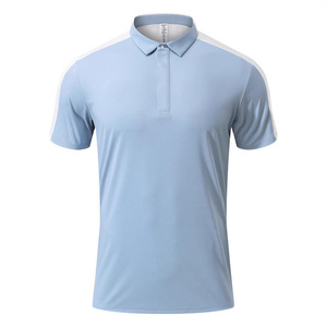 Ice Blue Short Sleeve Polo Shirt With White Stripes For Team Uniforms And Promotional Use - Product Image 1