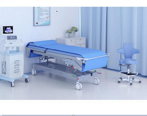 Motorized Sonography Bed with One-touch Paper Change, Heart Cut-out Design, Heavy Steel Frame for Medical Bulk Procurement