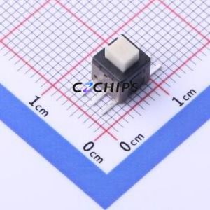 PB-22E64-S-E-SMT Push Button Switch SMD Switch Double Pole Double Throw Square Button Vertical Mount White - Product Image 1