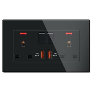 Hiện đại sang trọng acrylic màu đen phổ ánh sáng Tường Ổ cắm chuyển đổi hàng tăng gấp đôi ổ cắm - Product Image 1