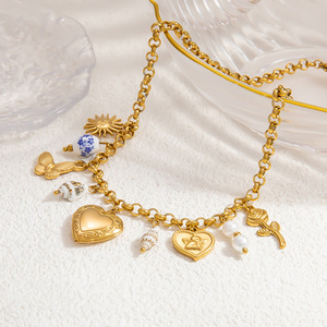 Collar con colgante en forma de corazón, cadena chapada en oro para la clavícula, regalo para mujer, joyería, accesorio de moda - Product Image 3