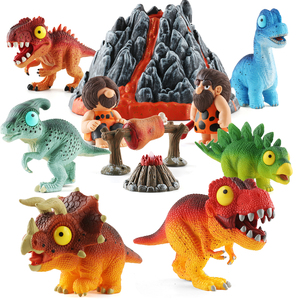 Jinying nueva figura de dinosaurio de dibujos animados juguetes homínido simular escenas volcánicas con sonido luz humo guardar el dinosaurio - Product Image 1