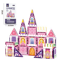 Juguetes Educativos Jinxin, Bloques de Construcción de Plástico de Colores, Regalo Festivo, Rompecabezas Magnético, Castillo Rosa, Bloques Magnéticos para Mayores de 3 Años