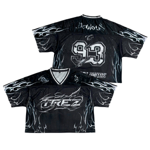 Maillots de football américain personnalisés respirants à manches courtes, coupe ample, style rétro streetwear, maillot de football - Product Image 1