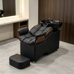 Oferta Especial: Sillón Lavacabezas Moderno Portátil para Salón y Barbería, con Lavabo Cerámico Dorado para Lavado de Cabello en Spa y Barberías - Product Image 1