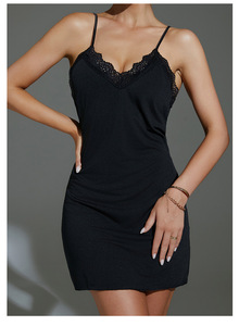 Elegante e Sensuale Camicia da Notte da Donna con Scollo a V e Pizzo, Senza Maniche - Product Image 5