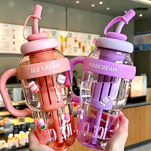 1200ml <b>Coffee</b> Plastic <b>Bottle</b> Cute Large Capacity with Straw and Tea Filter Bpa Free Reusable Back to School - Product Image 1