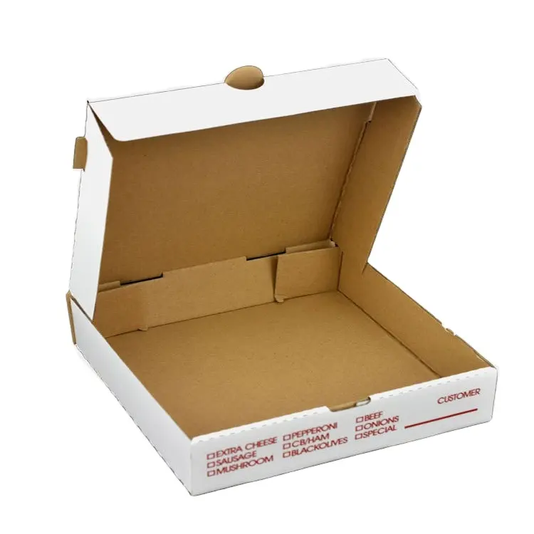 Caixa de pizza ondulada personalizada por atacado da China para embalagem de pizza de restaurante Papel Kraft
