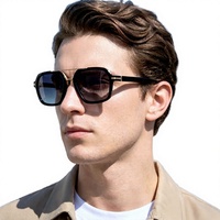 Nouvelles Lunettes de Soleil Polarisées Unisexe à Monture Métallique Carrée, Double Pont, Protection UV pour Conduite en Extérieur