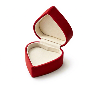 High-End Handmade Modern <b>Heart</b> <b>Shaped</b> Jewelry <b>Box</b> with Red Velvet Fabric Hard Base Magnetic Closure for Valentine's Day - Product Image 1