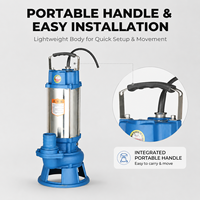 Pompe de découpe submersible en acier inoxydable monophasée 1,1 kW 220 V avec raccord fileté, pompe à eaux usées submersible