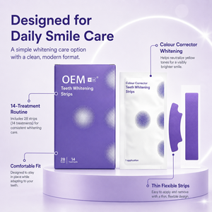 Tiras Blanqueadoras de Dientes <span class=keywords><strong>V34</strong></span> Personalizadas para el Cuidado Bucal, <span class=keywords><strong>Corrector</strong></span> de Color, Tiras Blanqueadoras Púrpuras para Uso Doméstico - Product Image 2