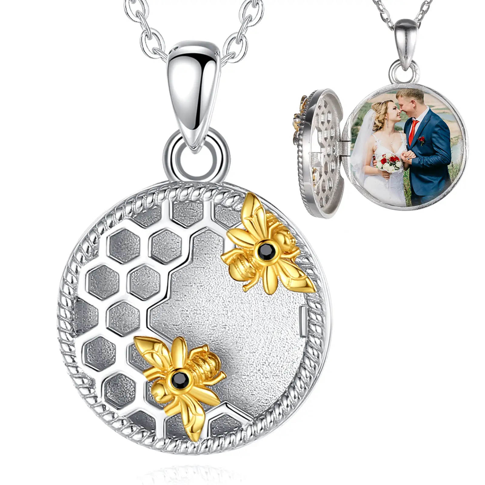 Changda 925 in argento Sterling oro ape memoria commemorativa medaglione foto collana pendente