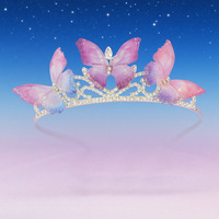 Couronne Unique Papillon Violet en Strass pour Enfants, Idéale pour Demoiselle d'honneur, Anniversaire ou Thème de Fête