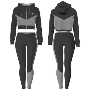 Workout Outfits Long Sleeve <b>Zip</b> <b>up</b> Crop Top Hoodie and Pants Women's Breathable Winter Casual Windproof <b>Cropped</b> Tracksuit - Product Image 1