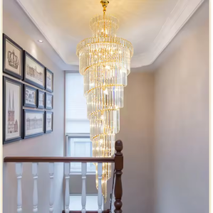 Zeal Lighting Contemporáneo Escalera larga Hotel Colgante Lujo Led Cristal Luces de techo Candelabros Grandes - Product Image 5