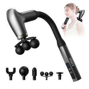 Pistolet de massage fascia personnalisé USB noir/gris rechargeable 1200 mAh, machine de massage électrique portable à 3 têtes, stimulateur musculaire - Product Image 1