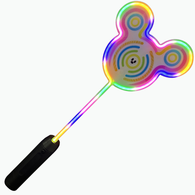 Oem Led Neon Party Mickey Light up Wand Rainbow Glitter Stick for Festival Birthday Gift