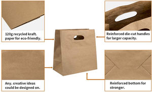 Sac en papier kraft écologique Qianlin Pack en gros avec logo, poignée découpée, sac à emporter pour <span class=keywords><strong>café</strong></span> - Product Image 2