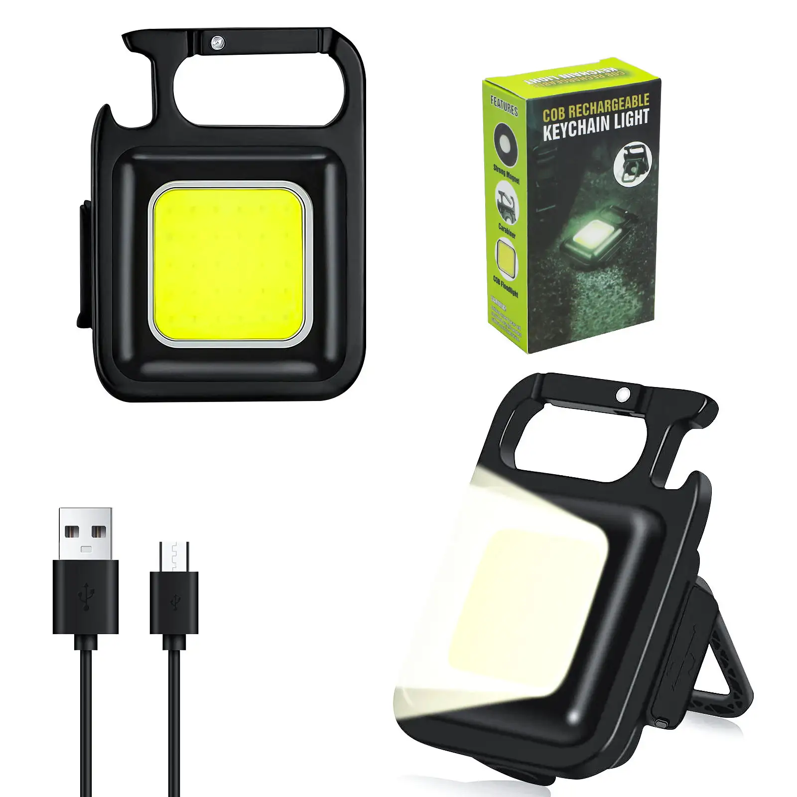 Recargable 4 modos de luz bolsillo multifuncional portátil emergencia al aire libre Mini linterna Led llavero Luz