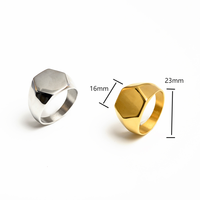 Anillos Para Hombre Großhandel 18 Karat vergoldete Edelstahl ringe Benutzer definiertes Logo Gravierter geometrischer leerer Siegelring für Männer