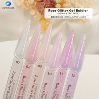 Gel dur rose pailleté sans HEMA ni TPO, gel de construction rose pailleté, gel d'extension d'ongles rose aurore pour salon professionnel