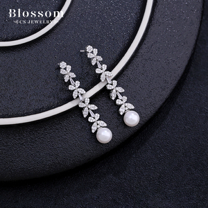 Blossom CS <span class=keywords><strong>Jewelry</strong></span> Factory Custom <span class=keywords><strong>Dubai</strong></span> 925 Sterling <span class=keywords><strong>Silver</strong></span> <span class=keywords><strong>Pearl</strong></span> Necklace Zirconia Bridal Wedding Fine <span class=keywords><strong>Jewelry</strong></span> Sets Para As Mulheres - Product Image 5