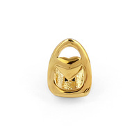 Grillz RQ Hollow Open Face Double Tooth, plaqué or jaune, pour les deux canines droites supérieures