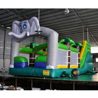 Château gonflable animalier Éléphant Jungle Zoo avec toboggan, combo gonflable pour enfants, jeu d'extérieur, location, divertissement