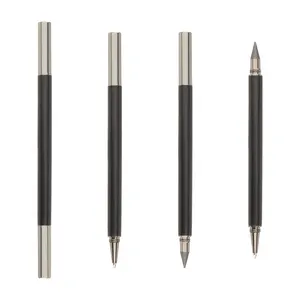 2 In 1 pena bolpoin pensil lingkungan tanpa tinta berkepala ganda logam multifungsi dapat diganti