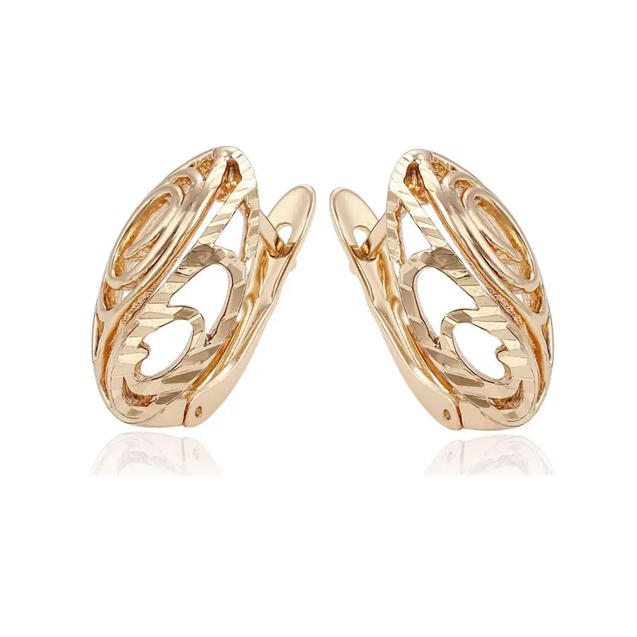 Xuping 96120 Anting Emas Desain Emas Semua Musim, Aksesori Anting-Anting Hoop Emas 18K Perhiasan Wanita