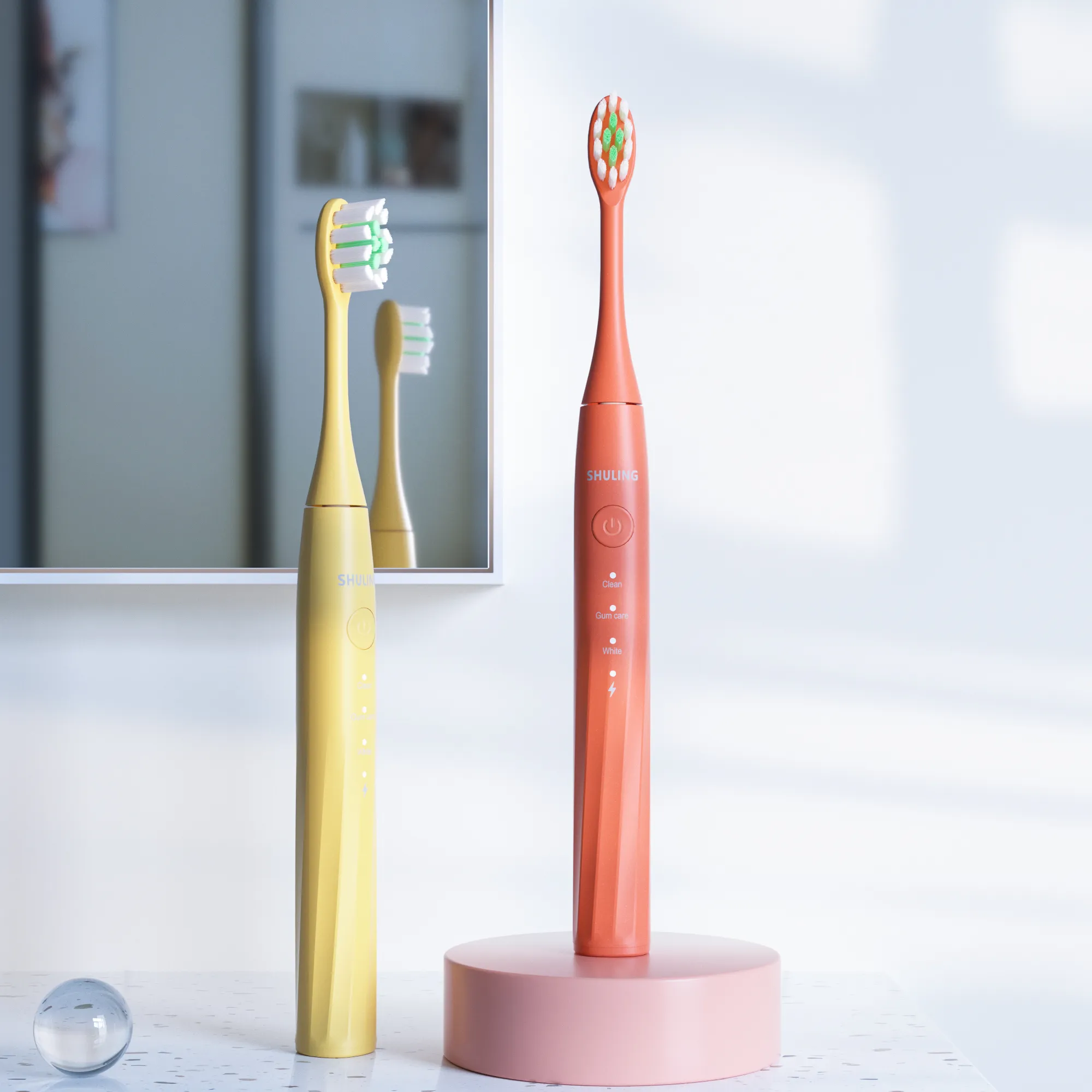 Escova de dentes elétrica acústica adulta, à prova d' água, alimentada por bateria, kit de clareamento oral, portátil, ecológica, para adultos