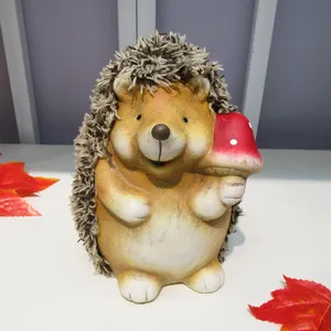 Bahçe seramik hayvan heykeli karikatür kirpi reçine zanaat açık heykelcik sevimli kirpi bahçe süsleri - Product Image 1