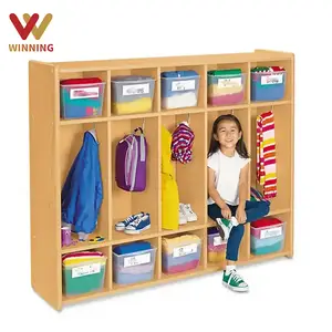 Winning Kids Wooden Montessori Clothes Shoes Storage With Organizer Wooden Cubbies & Lockers For Cabinet Backpack Storage