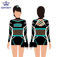 Tenue de cheerleading noire et rose en maille à strass, dos croisé, manches longues, avec logo personnalisé, en spandex, pour compétition et scène, option taille personnalisée