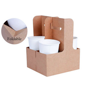 <span class=keywords><strong>Carton</strong></span> ondulé écologique porte-gobelet plateau poignée artisanat papier à emporter Portable porte-café élégant porte-gobelet plateau - Product Image 1