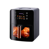 Friteuse à air électrique transfrontalière 5-6L grande capacité avec fenêtre de visualisation, commande tactile et verre trempé, normes UE/US/UK 110V