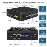Mini PC Industrial Intel Celeron N5095 Sin Ventilador, 2 Puertos LAN, 8/16GB DDR4, SSD de 128G/256G, PC Industrial Integrado Sin Ventilador