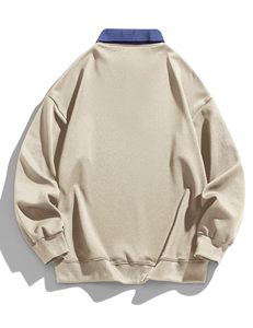 เสื้อสเวตเตอร์คอโปโลแขนยาวสวมหัวแบบลำลองทรงหลวมพอดีตัวสำหรับผู้ชาย - Product Image 6