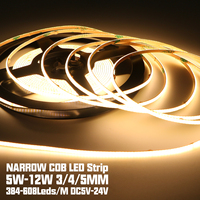 Tira de Luz LED COB Ultrafina de 3mm/4mm/5mm, IP20, Cobre, 2700K-6000K, 480LEDs/m, 24V, Alto CRI, Flexible, Lineal