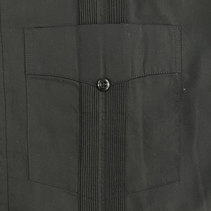 Camisas <span class=keywords><strong>Guayaberas</strong></span> <span class=keywords><strong>para</strong></span> Hombre, Negras, de Algodón, Manga Corta, Antiarrugas, Duraderas, con 4 Bolsillos y Pliegues <span class=keywords><strong>para</strong></span> Verano, Fabricante OEM, Logotipo Personalizado - Product Image 2