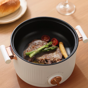 Poêle à frire électrique multifonctionnelle en acier inoxydable à 3 couches, <span class=keywords><strong>plaque</strong></span> chauffante <span class=keywords><strong>de</strong></span> 800 W, arrêt automatique, minuterie numérique, couvercle en verre - Product Image 4