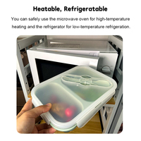 Boîte à bento pliable en silicone réutilisable, étanche, chauffable, sans BPA, pour le travail et les voyages, avec 2 compartiments