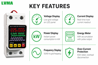 Protecteur de surtension et de sous-tension monophasé 2P SVC AC 63A 15kVA avec affichage en temps réel V kW kWh Hz Protection électronique 5-en-1